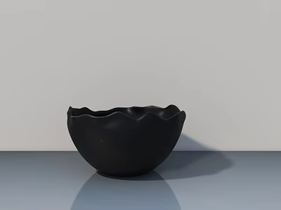 Minimalist Black Bowl Shaped Decorative Ornament Set with Smooth Surface on Light Tabletop Background 3d model