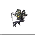 Haunted Monster Hand With Stacked Houses And Glowing Windows Clawed Form
