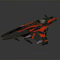 Sleek Red And Black Sci Fi Spaceship Model With Futuristic Design Details