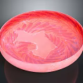 Intricate Pink Red Marbled Sculpture Bowl With Artistic Leaf Patterns