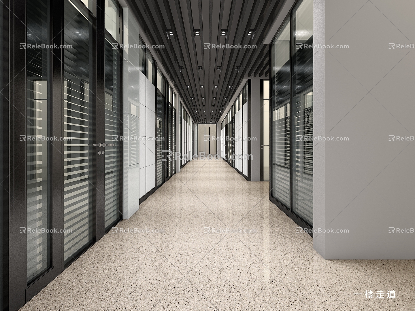 Modern Corridor Office Corridor Office Corridor Corridor Corridor Partition Glass Partition Glass Door 3d model