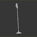 Vintage Silver Microphone with Slender Stand and Round Base Classic Style Professional Audio Gear