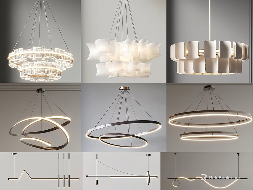 Various Modern Chandeliers With Different Design Styles For Interior Decor 3d model 