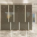 Modern Elevator Hallway Interior Design With Marble Floor And Recessed Lighting 3d model