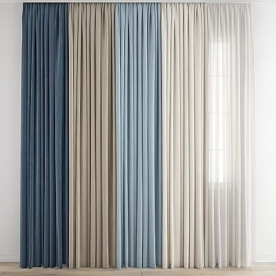 Soft Textured Curtains in Various Colors for Home Window Decoration and Design 3d model