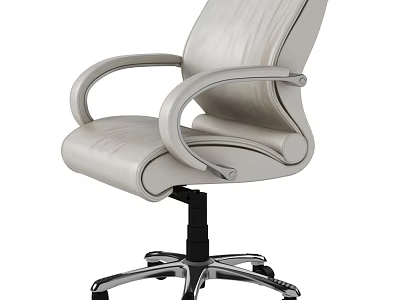 Light Colored Leather Office Chair With Modern Design Ergonomic Armrests And Swivel Casters 3d model