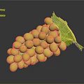 Fresh Yellow Grapes With Plump Shiny Berries And Green Leaf On Dark Background
