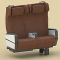Brown Fabric Double Seat With Two Headrests White Gray Armrests And Black Base