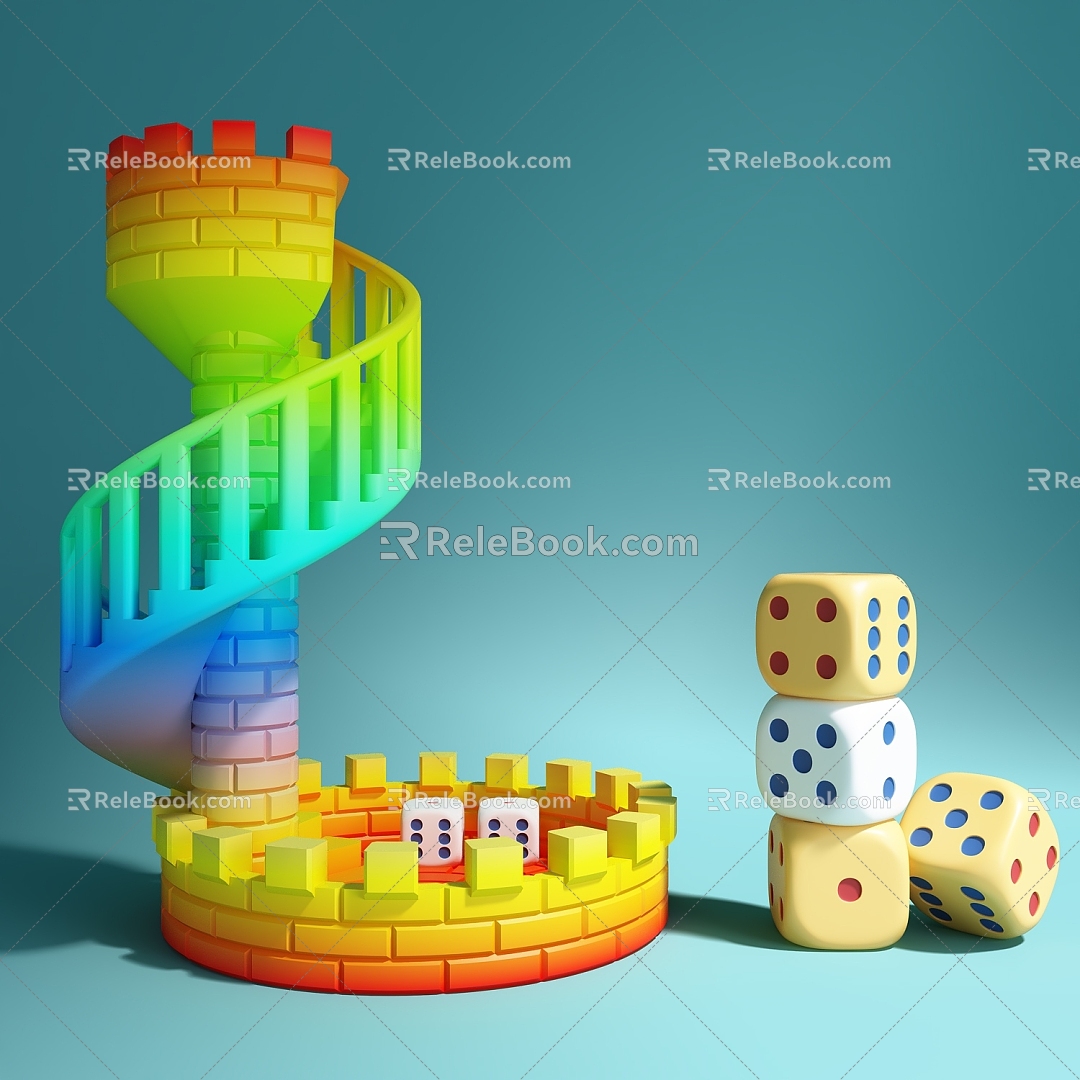 Modern Dice Tower Dice Ornaments 3d model