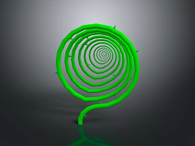Striking Green Spiral Structure Scene With Gray Background And Reflection 3d model