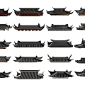 Chinese Traditional Roof Components with Various Styles Eave Designs And Tile Structures 3d model
