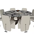 Modern Dining Table and Chair Combination Round Dining Table Dining Chair 3d model