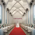 Religious Faith Inspired Church Interior With Arched Ceiling Large Windows And Sacred Flower Arrangements