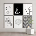 Modern Home Wall Decor with Black and White Line Art Patterns 3d model