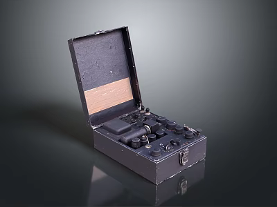 Tactical Weapon Explosive Device Inside Open Black Padded Case With Mechanical Parts 3d model
