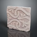 Decorative Square Carved Stone Brick With Intricate Floral Patterns And Textured Surface 3d model