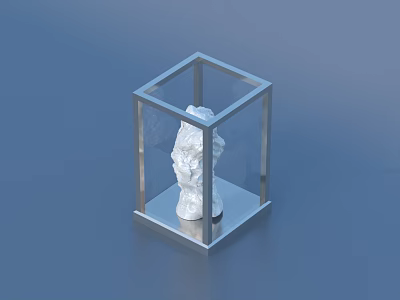 Transparent Metal Cube Frame With White Household Item For Daily Use 3d model