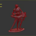 Game and Movie Character Sculpture Bronze Colored Figure Holding Partner in Dynamic Artistic Pose Design