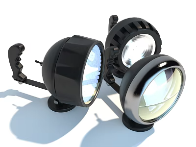 Motorcycle LED Auxiliary Lights with Black Silver Housing High Intensity Illumination 3d model