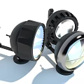 Motorcycle LED Auxiliary Lights with Black Silver Housing High Intensity Illumination