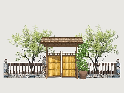 Homestay Gate Village Courtyard Door Entrance Door Landscape Gate model