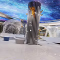 KTV Lobby Interior With Starry Ceiling Decorative Columns White Seats And Marble Floor