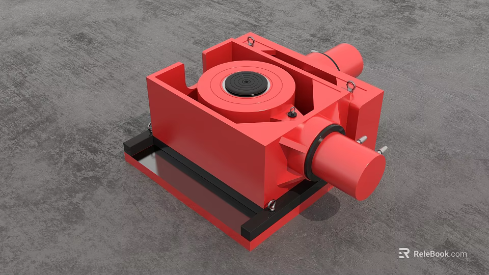 Red Heavy Duty Industrial Equipment With Square Frame Circular Top And Black Base 3d model 