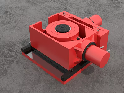 Red Heavy Duty Industrial Equipment With Square Frame Circular Top And Black Base 3d model