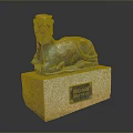 Game Movie Character Bronze Mythical Beast Statue Reclining on Stone Pedestal with CHENXIANGJUN 2024 Nameplate