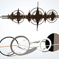 Modern Abstract Wall Decor With Circular Lines And Marble Texture Elements 3d model