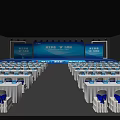 Xiangwen Business Travel Event Stage With Large Screen And Lighting Setup
