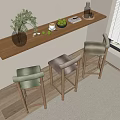 Bar chair combination 3d model
