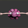 Cute Child With Pink Ponytail Hair White Top Pink Skirt And Open Arms