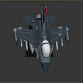 Military Fighter Jet Model with Cockpit Missiles and Colorful Tail on Black Display Stand