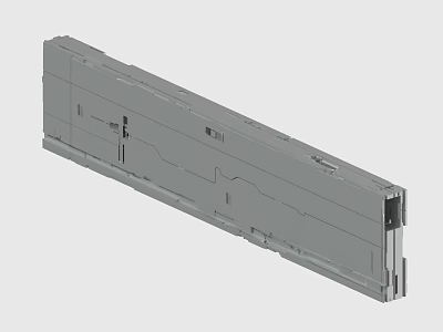 Gray Industrial Metal Long Strip Component With Structural Holes And Grooves 3d model