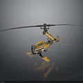 Yellow Aerospace Vehicle With Long Rotor Blades For Space Exploration Missions