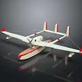 Vintage Red And White Seaplane Model With Floats And Wing Design