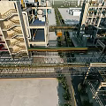 Modern Industrial Plant With Large Steel Structures Pipeline Systems And Connecting Walkways