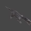 Realistic Reptile Dinosaur With Open Mouth Sharp Teeth Standing On Gray Background