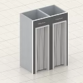Double Compartment Trash Bin With Doors In Modern Design On Tiled Floor 3d model