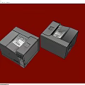 Two White Thermal Receipt Printers With Printed Slips On Red Background 3d model
