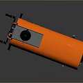 Orange Oil Tank Featuring PETMOH 45 Marking And Black Support Stand