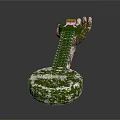 Green Spiral Staircase Structure With Circular Base And Snowy Mossy Surface