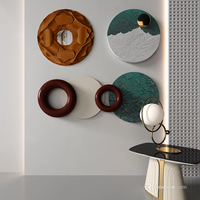 Modern Circular Wall Decor With Brown Green And White Textured Patterns 3d model