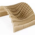 Unique Modern Outdoor Chair with Wavy Striped Wooden Structure and Creative Curved Design