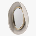 Decorative Modern Circular Mirror with Gold Frame and Light Gray Spiral Design
