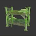 Classic Metal Bunk Bed With Upper And Lower Mattresses Ornate Frame And Decorative Posts