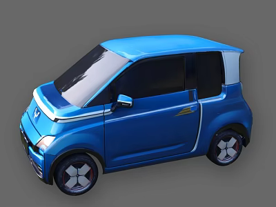 Blue Compact Car With Modern Design Black Windows And Stylish Wheels 3d model