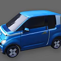 Blue Compact Car With Modern Design Black Windows And Stylish Wheels