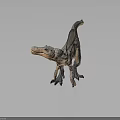 Detailed Gray Sail Backed Dinosaur Model in Standing Pose With Textured Skin